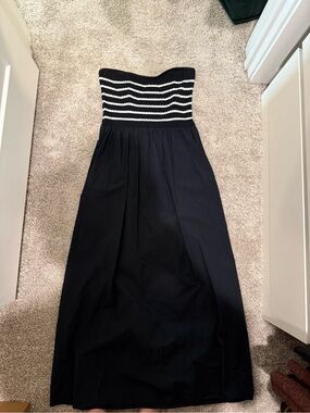 Universal Thread Black Strapless Maxi Dress with White Striped Bodice